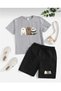 Girls-Boys 3-Piece Sitting Capybaras Printed T-Shirt-Shorts Set