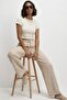 Women's Blue Muslin Fabric Elastic Waist Wide Leg Pants Summer Comfortable Cut - 4