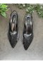 Black Stone Mesh Heeled Shoes - 5
