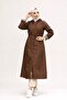 Full Length Women's Trench Coat with Stripes Inside and Zipper Front - 2