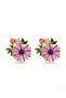 Purple Stone Daisy Figured Colorful Enamel Earrings