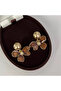 Brown Enamel Pearl Detailed Elegant Earrings - 2