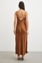 Thin Straps and Back Detail Satin Dress - 6