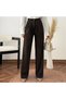 Women's Brown High-Waisted Pleated Palazzo Fabric Trousers - Seasonal Comfortable Fit - 3
