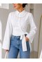 Women's Stylish Long Sleeve Shirt with Tie Detail - 2