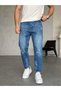 Men's Boyfriend Fit Ripped Detailed Paint Effect Faded Premium Jean Denim Trousers