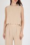 Beige Sleeveless Back Detailed Top Wide Leg Pants Two Piece Set Women's Summer Stylish Set - 5