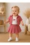 Eid Gingham Jacket, Shirt & Bow Detailed T-Shirt & Pleated Skirt 3-Piece Baby Girl Set
