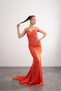 Backless Evening Dress with Crossed Straps on the Back and Gathered Tail - 26364 - 3