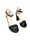 Black Glittery Platform Sole Ankle Strap Thick Heeled Women's Sandals Vi̇d02002 - 6