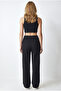 Women's Black Modal Wide Leg Sweatpants with Pockets Eşf-00000087 - 5