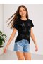 Pink 24705-26 Girl's Butterfly Printed Stone Detailed T-Shirt Cotton Casual Stylish Basic T-Shirt - 2