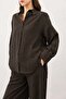 Brown Dripped Oversize Women's Shirt - 2