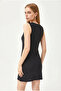 Women's Black Sleeveless Draped Detailed Mini Sandy Dress Elb-19002648 - 6