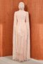 Powder-Colored Gathered Front Stone Lace Evening Dress - 6