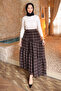 Brown Layered Patterned Chiffon Skirt - 2