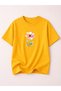 Women's Crew Neck Cotton T-Shirt with Colorful Floral Print Detail
