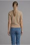 Women's Beige Heart Buttoned Short Sleeve V-Neck Bohemian Pinterest Knitwear Slim Fit Cardigan Blouse - 3
