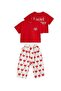 Girl's Heart Patterned Wide-Leg Pants Red Crop T-Shirt Combination - 2