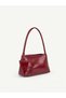 Crinkled Textured Burgundy Shk218 Faux Leather, Snap Fasteners, Glasses Case with Charm, Single Compartment, Hand, Arm and Shoulder Bag - 2