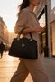 Black Glitter Textured Women's Hand and Shoulder Bag with Gold Detailing and Stylish Design - 3