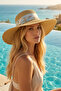 Women's Summer Hat with Scarf Detail - 2