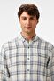Men's Regular Fit Dark Blue Linen Shirt Plaid Linen Men's Shirt Dark Blue