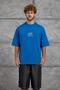 Men's T-Shirt Fashion Print Blue Oversize Printed Crew Neck Cotton