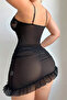 Black Underwire Tulle Lace Nightgown Tm1405 - 4
