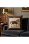 Plaid Patterned Vintage Horse Figured Luxury Runner and Set of 4 Throw Pillow Covers - 7