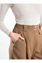 Double-Buttoned Thick Belt Detailed Linen Loose Trousers - 5