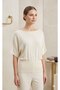 Round Neck Loose Fit Oversize Bat Sleeve Waist-Fitted Gathering Summer Spring Viscose Knitwear Blouse - 3