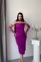 Fuchsia Gloved and Scarf-Strapped Midi Evening Dress
