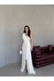 White Stone Embellished Slit Strapless Midi Evening Dress - 2