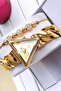 Triangle Case Gift Gold Color Women's Watch - Steel Band Japanese Machine Special Stylish Boxed Dkby2056C8 - 5