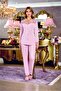Women's Combed Cotton Lace 6-Piece Dowry Nightgown, Dressing Gown, Pajama Set K110 - 4