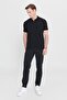 Non-Curling Pique Polo Collar Men's Black T-Shirt - 3