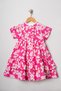 Girls Pink Floral Pattern Layered Ruffle Short Sleeve Dress - 2