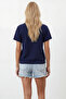 Navy Blue Crew Neck Raglan Sleeve Oversize T-Shirt Alc-X15492 - 4