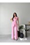 Women's Gold Buttoned Belted Vest Fabric Trousers Set - 5