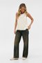 Jasika Dark Vintage Grunge Color Frayed Detailed Low Waist Trousers - 5