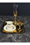 Gold Liva Coffee Presentation Set – Gold Coffee Cup, Turkish Coffee Cup, Coffee Saucer and Tray - Luxury Coffee Set - 7