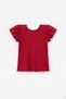 Red Short Sleeve T-Shirt for Girls with Crossed Piping on the Back - Julie - 2