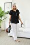 Plus Size Black Blouse with Zipper Detail and Ornamental Pockets - 3