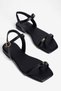 Women's Sandals with Thin Straps and Gold Detail, Stylish and Casual, Loomia Black