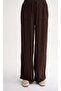 Una Fiaba, Brown Women's Wide-Leg Viscose Pants with Elastic Waist