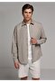 Regular Fit Shirt Neck Plain Men's Brown Long Sleeve Shirt