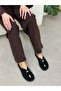 Black Suede (Dyrot) Toe-Open Slippers with Gold Accessories