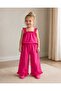 Girl's Summer Fuchsia Ruffled Blouse and Pants Set - 4