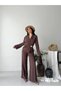 Women's Double-Breasted Collared Trouser Suit with Belt, Stylish Two-Piece Set